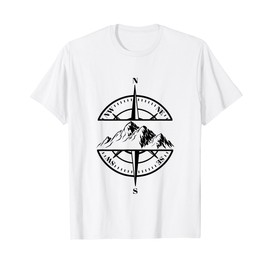 Compass Rose Mountain Scene Nature Lover Hiking Backpacking T-Shirt