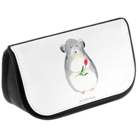 Mr. & Mrs. Panda Cosmetic Bag Chinchilla with Flower - Gift, Makeup Bag, Good Mood, Lovesick, Office, Chaos, Animal Motifs, Animals, Sad, White, Hand Drawn