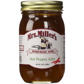 Mrs. Miller's Amish Homemade Hot Pepper Jelly - 18 oz (2 JARS)- Sweet & Spicy - Great Marinade!
