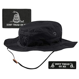 Tactical Patches & Boonie Hat Bundle - Black - Gadsden/Don’t Tread