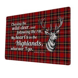 Robert Burns poem Sign - Heart's in the Highlands - scottish tartan A4 retro metal sign - Burns night decor