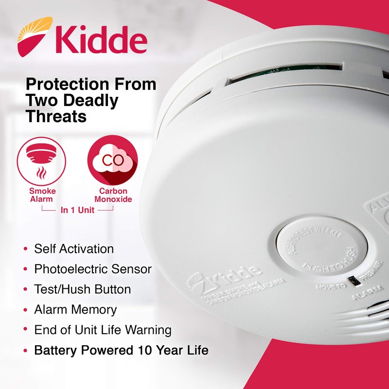 Kidde 21010170 10 Year Smoke and Carbon Monoxide Alarm Detector