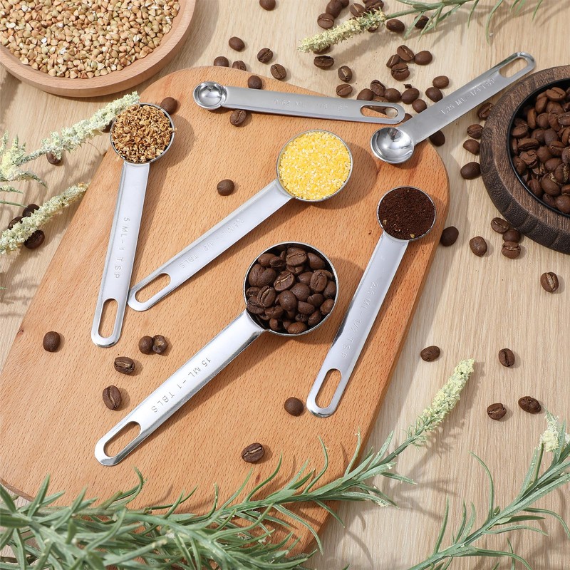 6 Pcs Stainless Steel Measuring Spoons Set, Metal Measure Spoons,