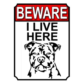 Shawprint BEWARE I LIVE HERE METAL GATE SIGN DOG 200MM X 150MM (1508H1)