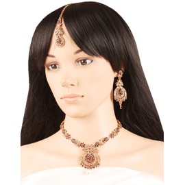 Touchstone Indian Bollywood Gorgeous intricate Workmanship Sparkling Rhinestone crystal wedding Designer Jewelry Necklace Set In Gold or Silver Tone For Women., Rhinestone, No Gemstone