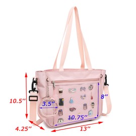 CHERRY SAUCE Tote bag Ita Bag Canvas Crossbody Shoulder Bag Backpack Kawaii Purses and Handbags with Pin Display, Pink, Medium