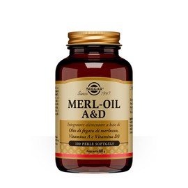 Solgar MERL-OIL A & D – Olio di fegato di merluzzo con Vitamina A e D3, 100 perle softgel