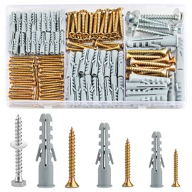 228 Assorted Screws and Wall Plugs Set, Masonry Plasterboard Wall Plugs and Screws for Brick Concrete Plasterboard Fixings for TV Bracket