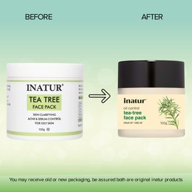 Inatur Tea Tree Face Pack For Sebum | Anti Acne | Removes Impurities | Prevents Blackhead | Suitable For Oily Skin | Vegan | Paraben Free | Cruelty-Free | Gentle Exfoliation | For Men And Women |100g