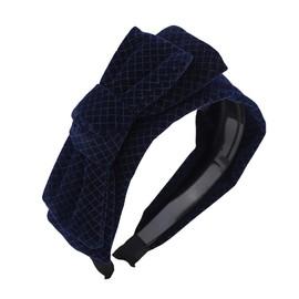 Wiwpar Cute Blue Velvet Headband Bow Knotted Non Slip Wide Top Knot Hairband Large Hair Bow Head Wear Knotted Turban Party Cosplay Headdress Bow Hair Hoop Hair Accessory for Women (Blue, Free Size)