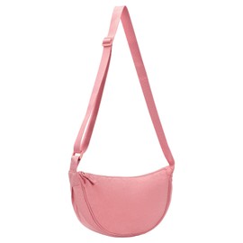 Runmeihe Cross Body Crescent Bag for Women, Small Crossbody Dumpling Bag with Adjustable Strap, Sling Shoulder Bag for School Sport Casual Travel Hiking Work (Pink)