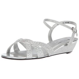 Touch Ups Women's Lena Wedge Sandal, Silver, 10 Wide