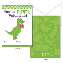 Paper Frenzy Dinosaur Themed Valentine Cards WITH ENVELOPES - 25 pack
