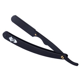 Pirates Cut Professional Barber Straight Edge Razor Safety with 100-Pack Derby Blades - 100 Percent Stainless Steel - Straight Edge Safety Razors - Pirates Cut Mens straight razor (Black)