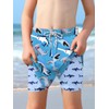 BesserBay Little Boys Summer Blue Shark Adjustable Drawstring Stretch Swim