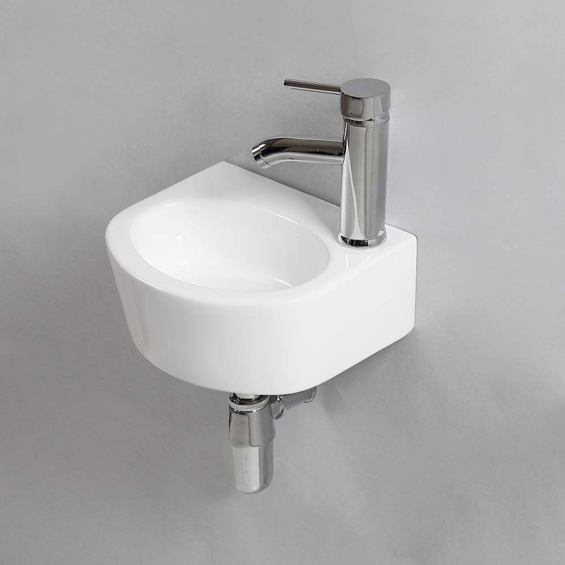 Wall Hung Basin Sink Small Cloakroom Basin Rectangle Ceramic Wash