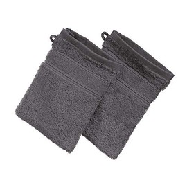 Erwin Müller Karlsruhe Wash Mitt Pack of 2 100% Cotton Anthracite Size 15 x 21 cm Extremely Absorbent, Lightweight, Fluffy Soft, Skin Flattering (Other Colours)