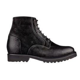 CALTO Men's Invisible Height Increasing Elevator Shoes - Black Nubuck Leather Lace-up/Zip-up Casual Boots - 3.0 Inches Taller - K24401 - Size 10 D(M) US