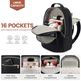 LOVEVOOK Laptop Backpack for Women 15.6 inch,Cute Womens Travel Backpack Purse,Professional Laptop Computer Bag,Waterproof Work Business College Teacher Bags Carry on Backpack with USB Port,Black-2