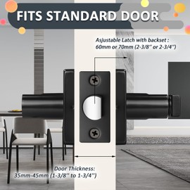 Probrico (4 Pack Privacy Lever Black Door Handle Lock Keyless Square Locking Lever for Bedroom or Bathroom with Matte Black Finish, for Right & Left Side Door Lock