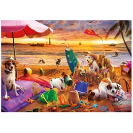 Educa - 1000 Piece Jigsaw Puzzle for Adults | Dogs Playing on the Beach Includes Fix Puzzle Glue Dimensions: 68 x 48 cm. Ages 14 and up (20312)