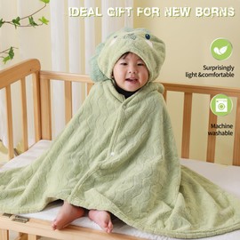 BEFACL Hooded Towel for Kids, 2 Pack Ultra Soft Coral Fleece Kids Bath Towels, Absorbent Toddler Towels with Hood Age 0-10 Years for Infant, Kids - Large 27.5 X 55 inch (Pink Rabbit & Green Dinosaur)