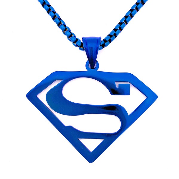 Tapp Collections Collar con colgante de superhéroe de acero inoxidable, Pendant: 32 x 47 mm; Necklace: 18" + 2" extension