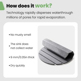 Large Stone Dish Drying Mat 23.5"x15.5" - Collapsible Diatomaceous Earth Counter Mat | Super Absorbent Fast Drying | Kitchen Dishes Bottles Cup Multi-Use | Food Safe & Non-Slip (Gray)