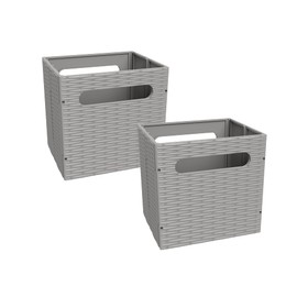 ClosetMaid 5439 Collapsible Mini Storage Bin with Two Handles, 2-Pack, Gray Wicker, 2 Pack