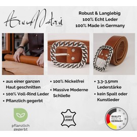 AnnaMatoni Women's Belt Leather Belt 4 cm Genuine Leather Made in Germany Premium Leather Women's Leather Belt Clasp Nickefrei, Mokka 690