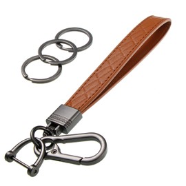 wagtune Leather Wristlet Keychain Car Key Chain Holder with 3 Key Ring Wrist Lanyard with Anti-Lost D Ring for Men and Women(4)