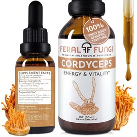 Feral Fungi Feral Fungi Cordyceps Extract ?C Triple-Extracted Spagyric Tincture for Energy and Endurance ?C 100% Fruiting Body ?C Natural Flavor ?C Grown and Made in The USA ?C 1oz