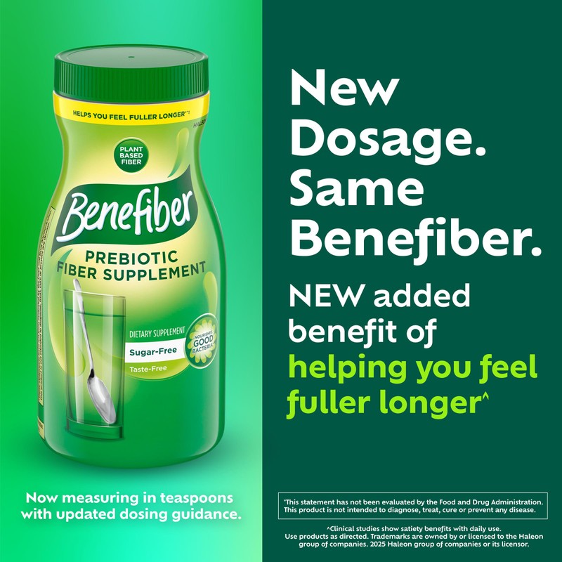 Benefiber Daily Prebiotic GLP-1 Friendly Fiber Supplement Powder for Digestive