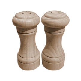 Set of 2 Wooden Salt and Pepper Pot Pots Shakers Powdery Condiment 10cm 4 inches