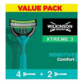 Wilkinson Sword Xtreme 3 for Men | Sensitive Comfort | Disposable Razors x 4 + 2 Free