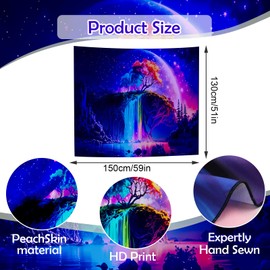 ALI2 Blacklight Tapestry, Music Wall Tapestry, Funny Art Colourful Design Tapestries, Black Light Cool 3D Tapestries, Wall Hanging Decor for Home, Hip Hop College College Dorm Room, 59in×51in (A)