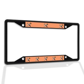 Fastasticdeals Metal Insert License Plate Frame Saw and Hammer Weatherproof Car Accessories Black 4 Holes Solid Insert