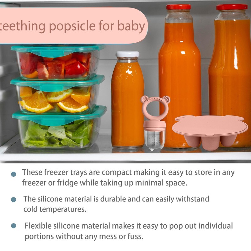 BigSpinach Silicone Baby Food Freezer Tray with Teething Popsicle Molds