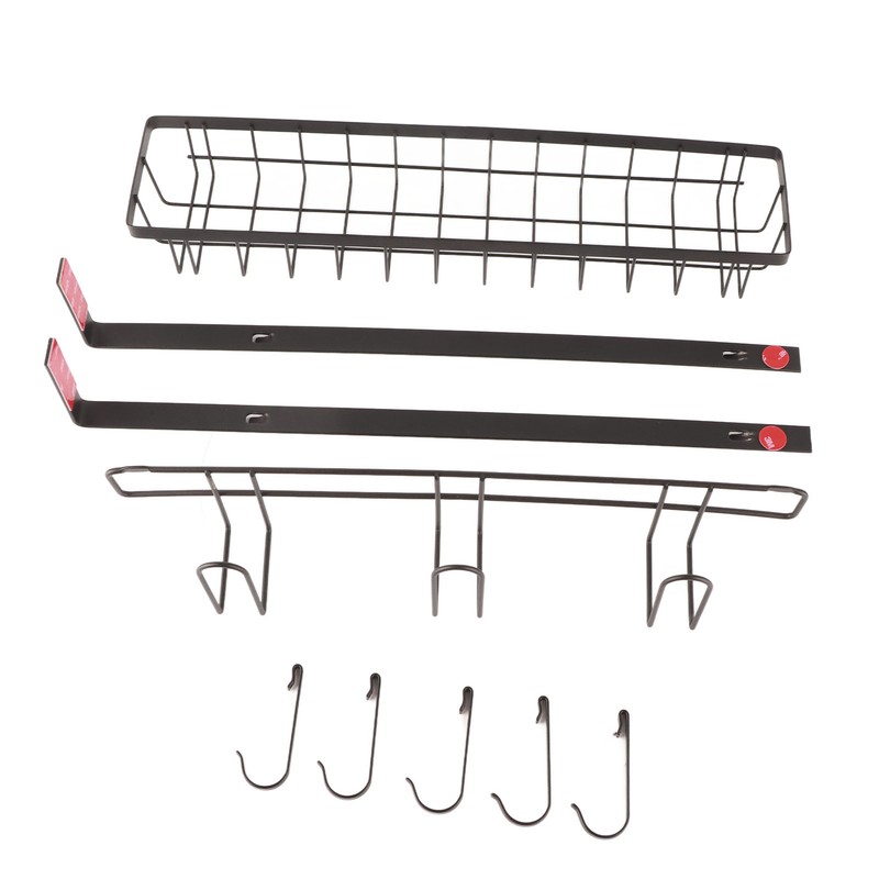 Refrigerator Hanging Shelf Nail Free with Hooks Black Refrigerator Spice