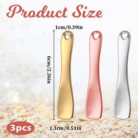 JIYIN 3 PCS Mini Metal Makeup Spatula, Reusable Skin Care Cosmetic Spatula Facial Applicator Tool Beauty Spatula Cosmetic Spatula for Face Mask Cream Lotions Moisturizers(Silver Gold Rose Gold)