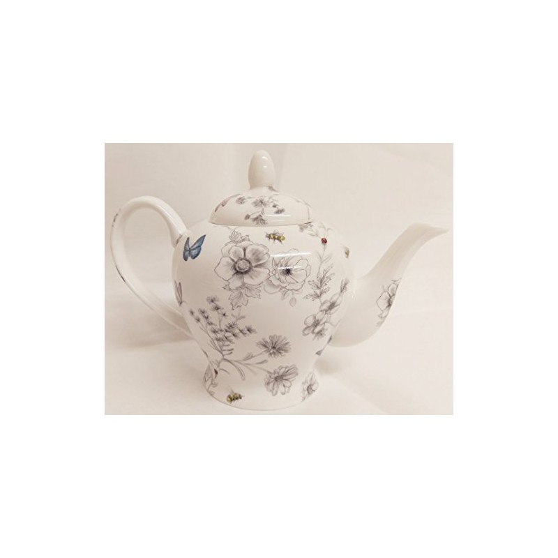 Fromeuropewithlove Secret Garden Teapot Fine Bone China 20oz Flowers Butterflies