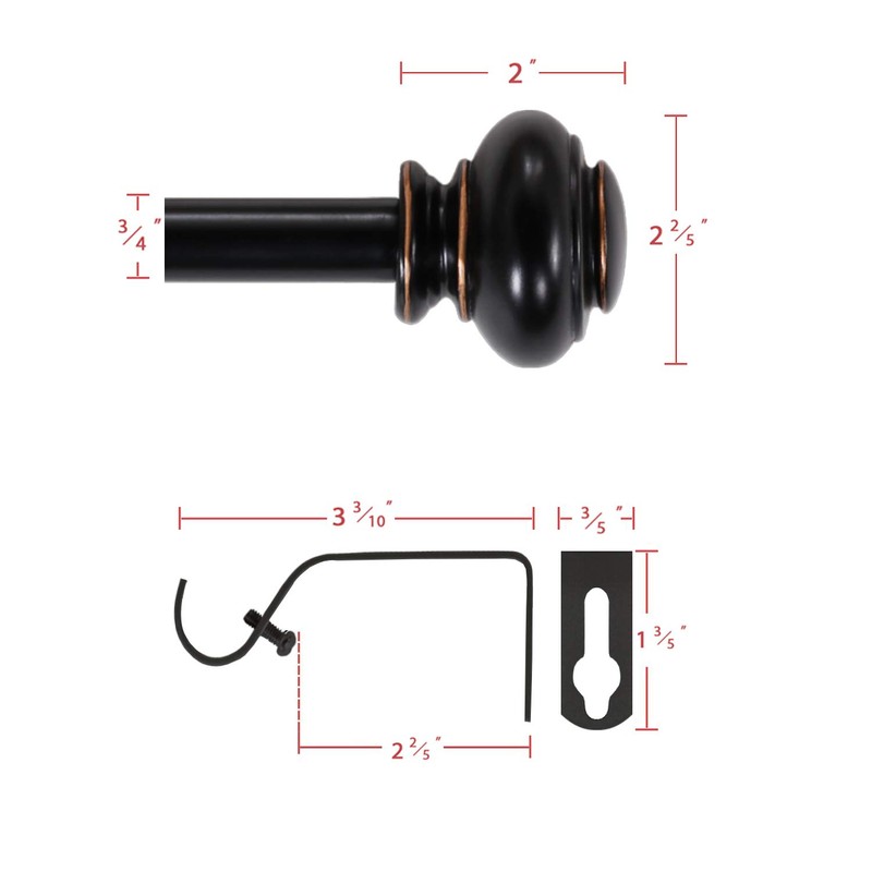 H.VERSAILTEX Window Curtain Rods for Windows 66 to 120 Inches