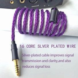 Fezzlo IEM Replacement Cable, 16 Core Silver Plated Earphone Upgraded Cords, QDC-C Pin 1.5m in Ear Monitor Cable for KZ ZS10 PRO ZS12 PRO X CCA C12(Recessed 2pin 4.4mm 4.9ft) Violet