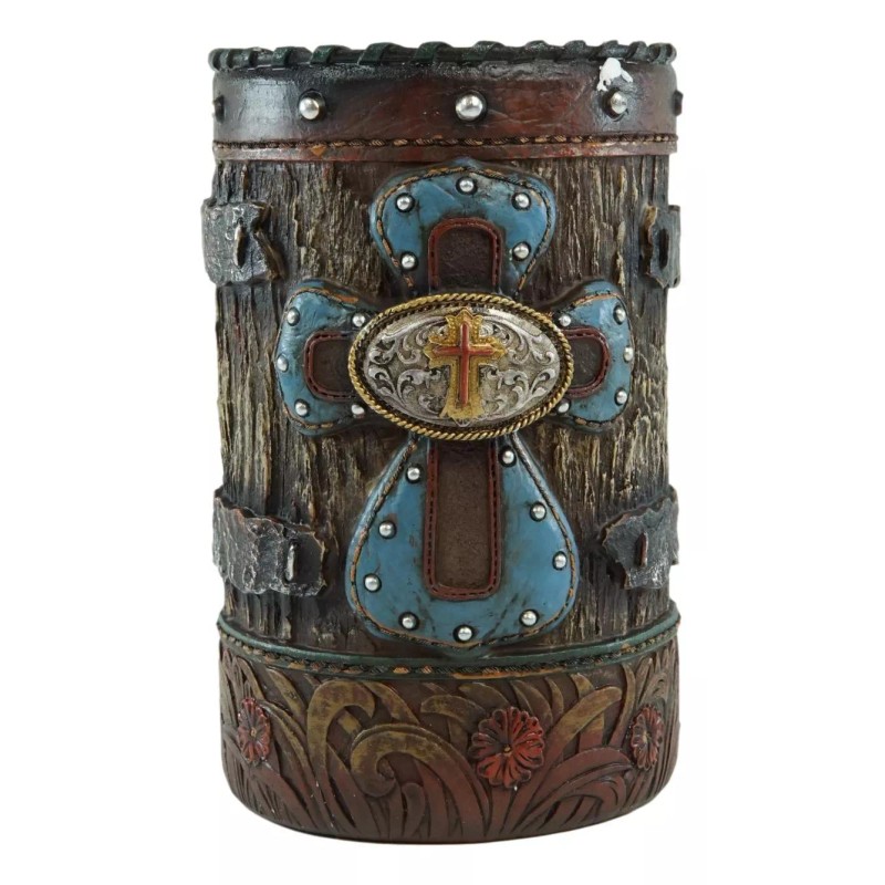 Ebros Gift Country Rustic Western Blue Cross W/ Concho Toilet