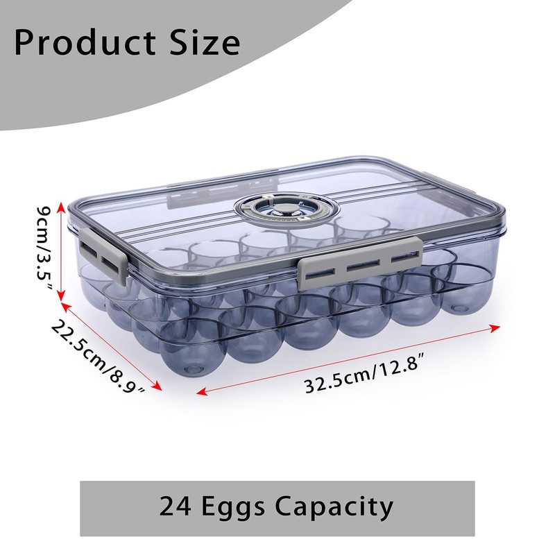BTSKY Premium Plastic Egg Holder for Fridge - 24 Egg