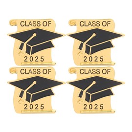 CALLARON Class of 2025 Graduation Pin - Gold Lapel Pins Set of 4, Cute Bachelor Cap Brooch, Stylish Class of 2025 Decoration Jewelry for Gowns, Backpack, Suit, Graduation Party Favors