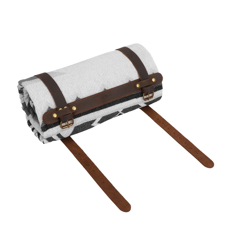 TOURBON Blanket Strap Leather Portable Strap Carry Blanket Mat Carrying