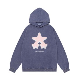 Aelfric Eden Womens Oversized Hoodie Heavyweight Vintage Streetwear Star Graphic Acid Wash Hoodies Pullover with Pockets Purple
