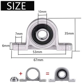 4 Pieces Bearing Block, Pillow Block Bearing Flange Bore 10mm Inner Diameter Metal Ball Bearing Housing Zinc Alloy KP000 Pillow Block Bearing Accessory Kit for Replacing 3D Printers