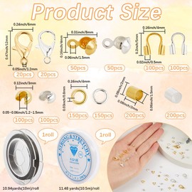 SOFPLATE 1 Box Mit 1242 Quetschperlen Zubehör Schmuckherstellungs Sets Perlenknotenabdeckungen Inklusive Drahtschutz Quetschabdeckungen Röhrchen Verschlüsse Biegeringe Beschläge Für DIY Halsketten Arm